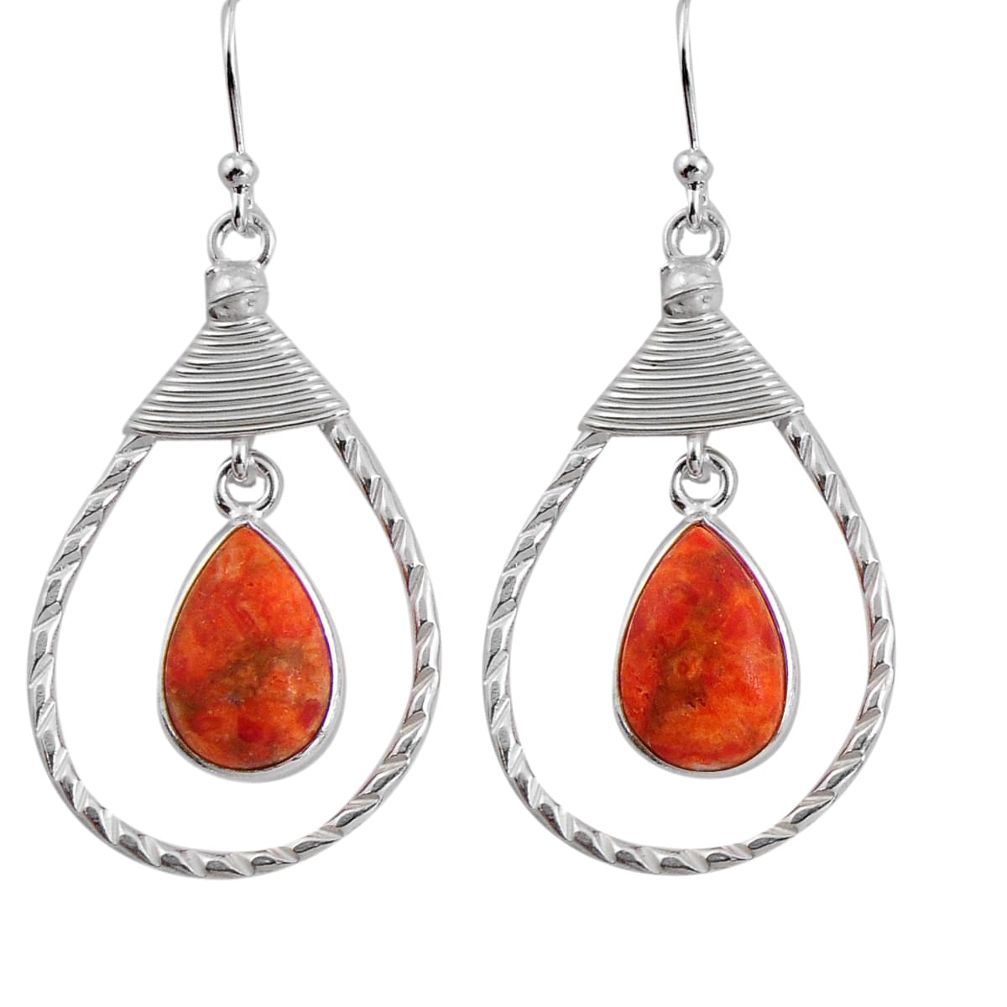 8.06cts red copper turquoise 925 sterling silver dangle earrings jewelry p89976