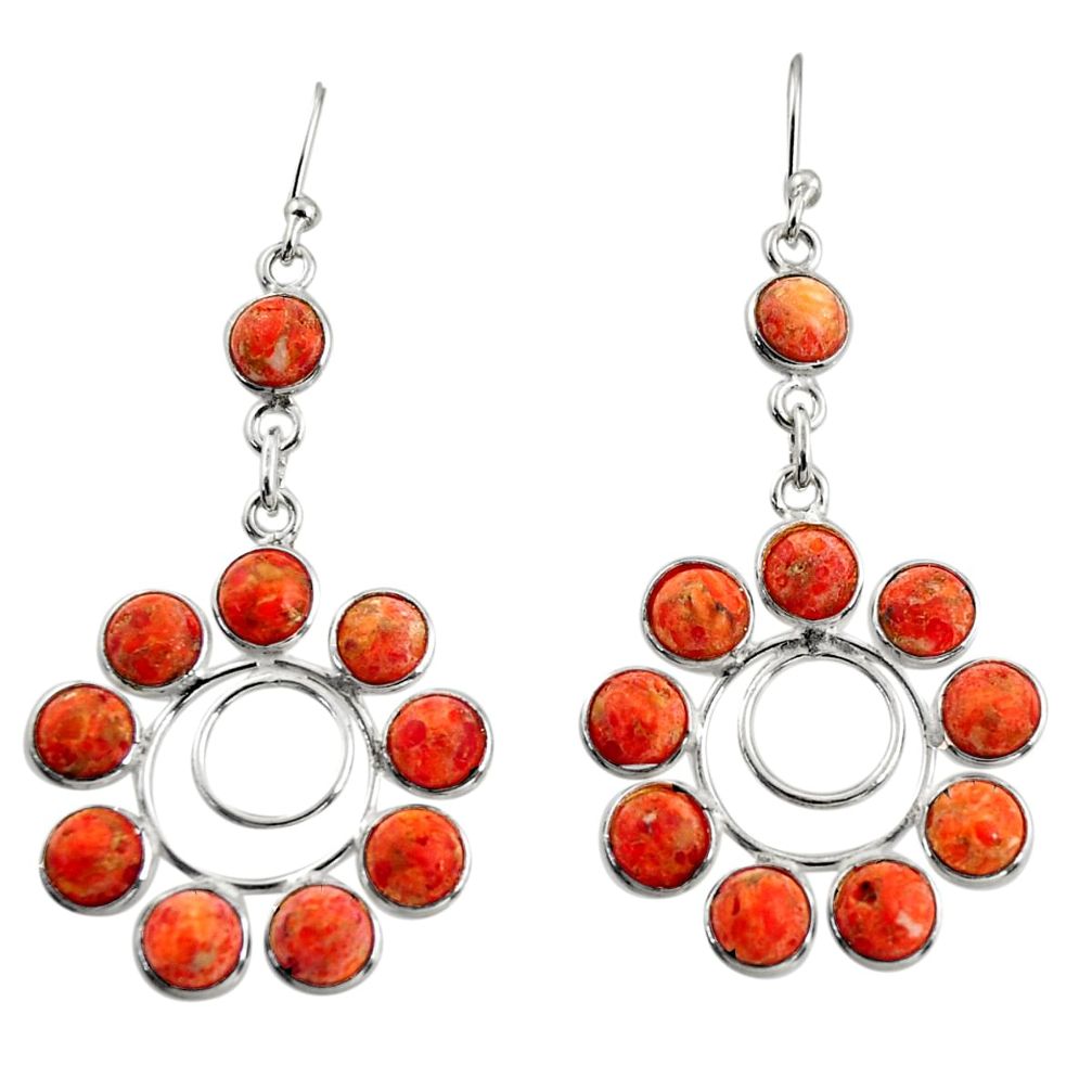 12.71cts red copper turquoise 925 sterling silver dangle earrings jewelry r37491