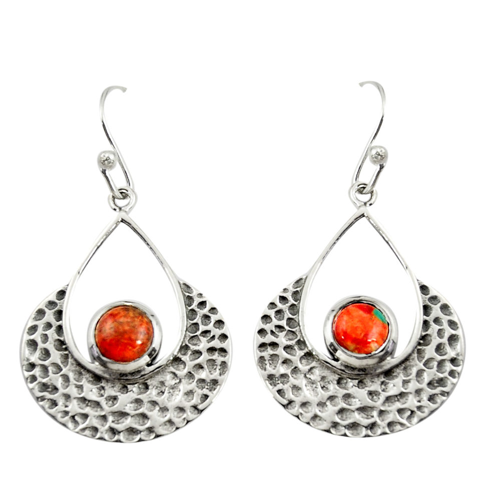 1.76cts red copper turquoise 925 sterling silver dangle earrings jewelry r39081