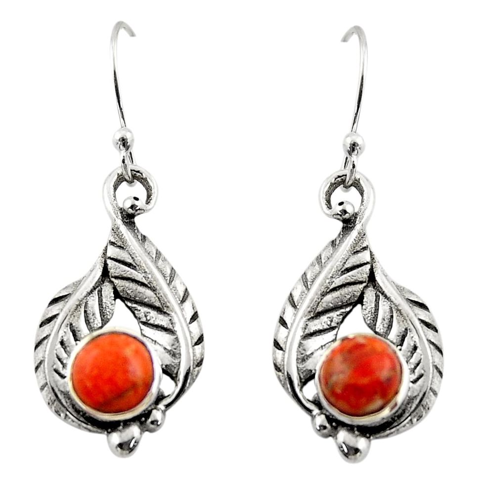 1.97cts red copper turquoise 925 sterling silver dangle earrings jewelry r42909