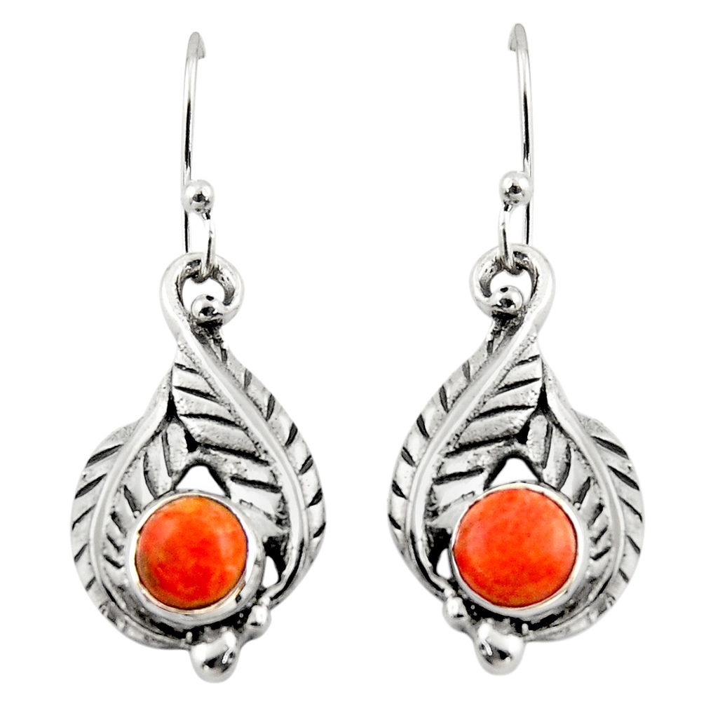 1.92cts red copper turquoise 925 sterling silver dangle earrings jewelry r42929