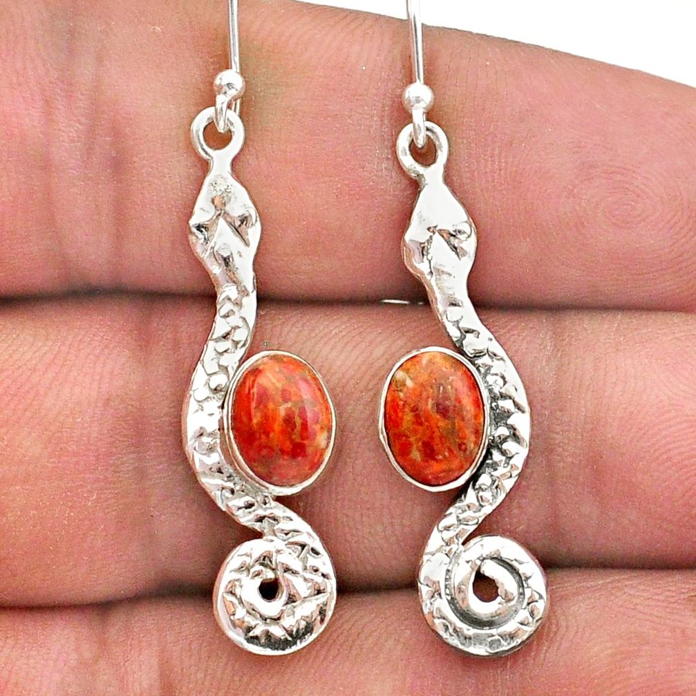 4.10cts red copper turquoise 925 sterling silver snake earrings jewelry t40196