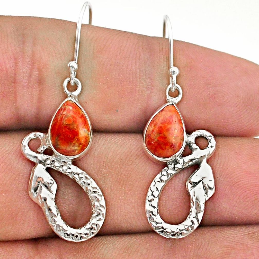 4.49cts red copper turquoise 925 sterling silver snake earrings jewelry t40255