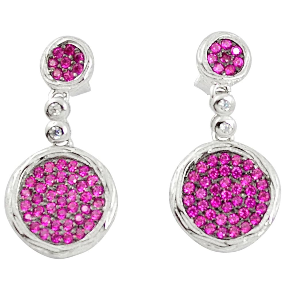 Red ruby quartz 925 sterling silver dangle earrings jewelry a82782 c24765