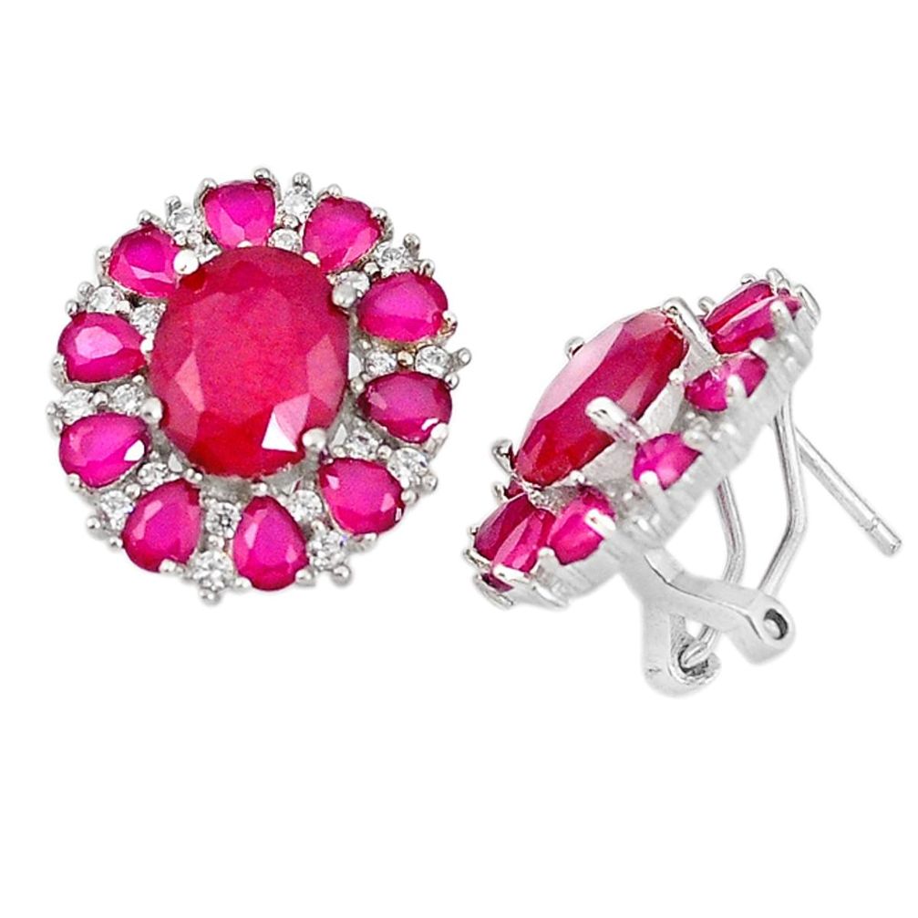 Red ruby quartz topaz 925 sterling silver stud earrings jewelry c19371