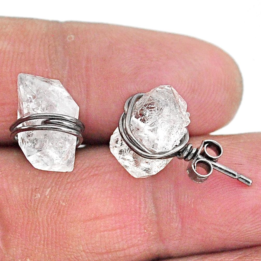 10.06cts rhodium natural white herkimer diamond 925 silver stud earrings t6554