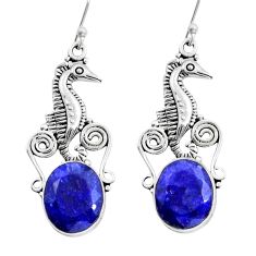 12.14cts seahorse natural blue sapphire 925 sterling silver earrings y12436