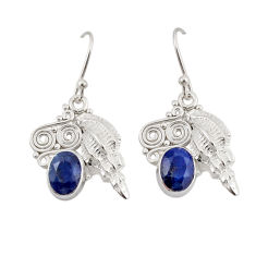 4.54cts shell natural blue sapphire 925 sterling silver dangle earrings y51051