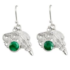 2.19cts shell natural green emerald 925 sterling silver dangle earrings y47258