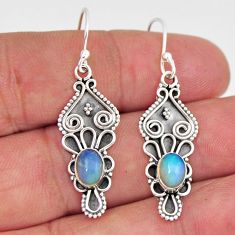 Silver 6.64cts natural multi color ethiopian opal oval dangle earrings y46352