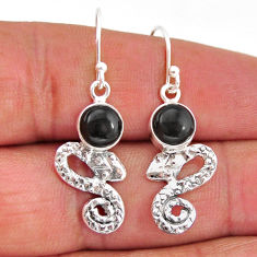 4.69cts snake natural black onyx 925 sterling silver dangle earrings y67895