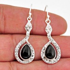 5.38cts snake natural black onyx 925 sterling silver dangle earrings y67908
