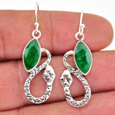 8.68cts snake natural green emerald 925 sterling silver dangle earrings y67865