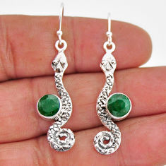4.92cts snake natural green emerald 925 sterling silver dangle earrings y67956