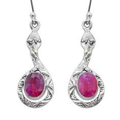 4.30cts snake natural red ruby 925 sterling silver dangle earrings u79061