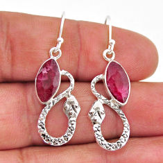 8.37cts snake natural ruby 925 sterling silver dangle earrings jewelry y67871