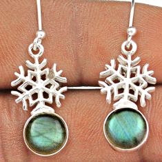 6.57cts snowflake natural blue labradorite 925 silver dangle earrings t88819