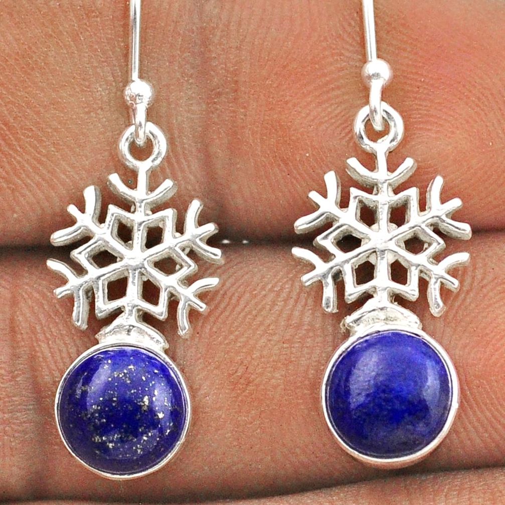 5.99cts snowflake natural blue lapis lazuli 925 silver dangle earrings t88837