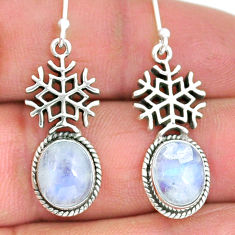 7.54cts snowflake natural rainbow moonstone 925 silver dangle earrings y8381