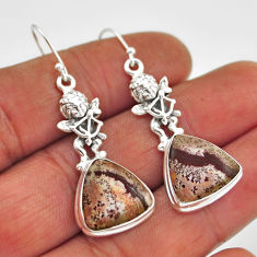 14.50cts sonoran dendritic rhyolite 925 silver cupid angel wings earrings n23779