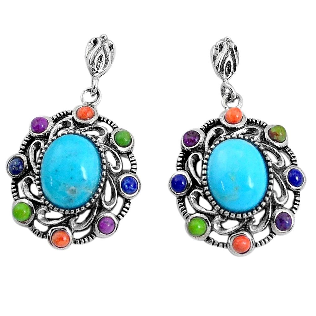 7.89cts southwestern blue arizona mohave turquoise 925 silver earrings c25975
