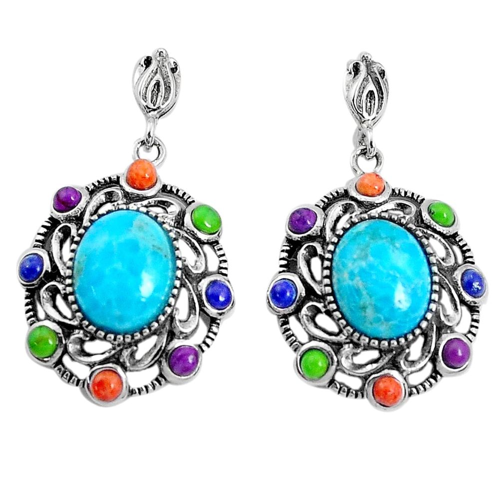 7.53cts southwestern blue arizona mohave turquoise 925 silver earrings c25976