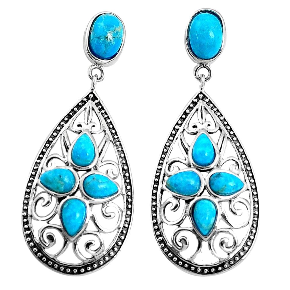 7.51cts southwestern blue arizona mohave turquoise 925 silver earrings c26103