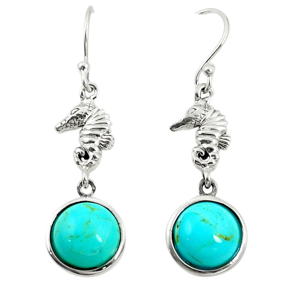 LAB Southwestern fine blue turquoise 925 silver dangle earrings jewelry c10561