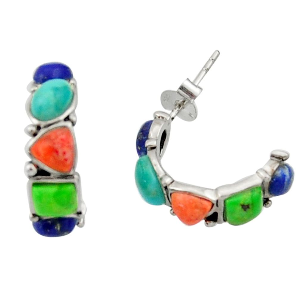 5.92cts southwestern multi color copper turquoise silver stud earrings c26217