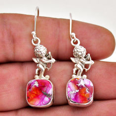 10.62cts spiny oyster arizona turquoise 925 silver angel earrings jewelry n51121