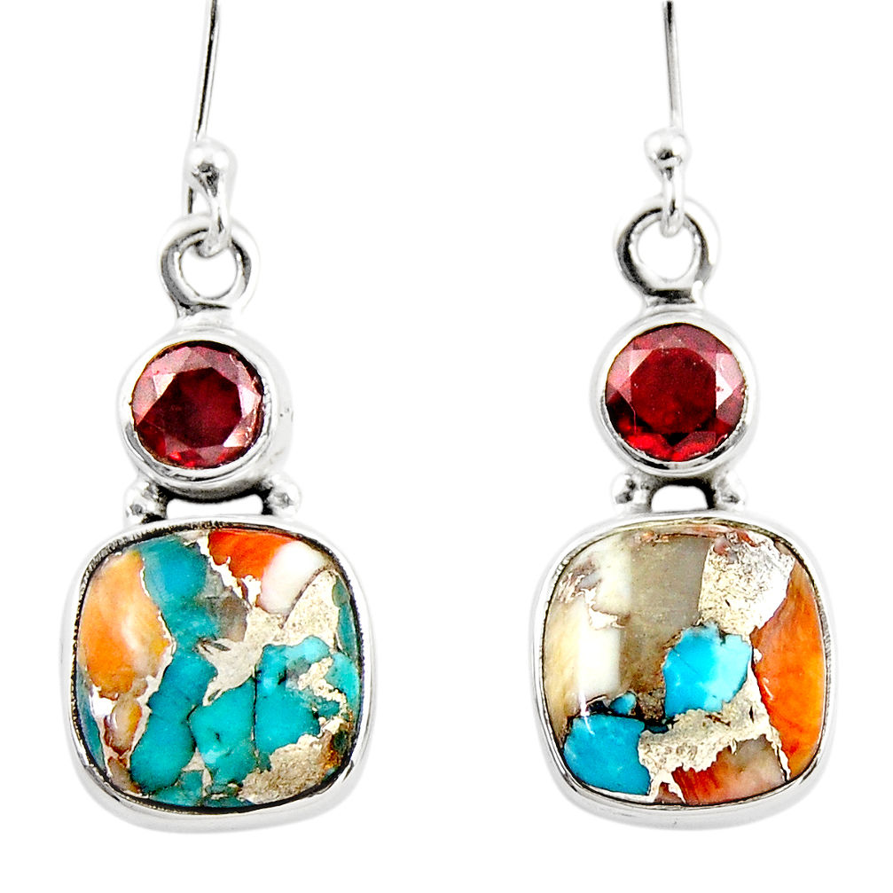 12.25cts spiny oyster arizona turquoise 925 silver dangle earrings r45852