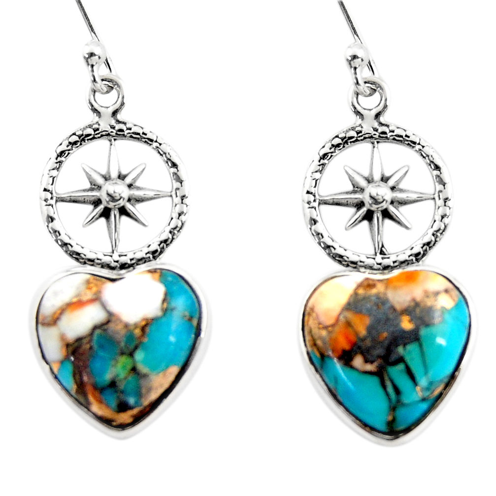 8.65cts spiny oyster arizona turquoise 925 silver dangle earrings r46786