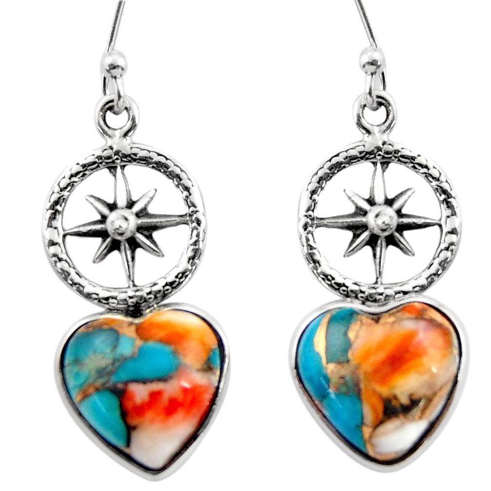 8.88cts spiny oyster arizona turquoise 925 silver dangle earrings r46795