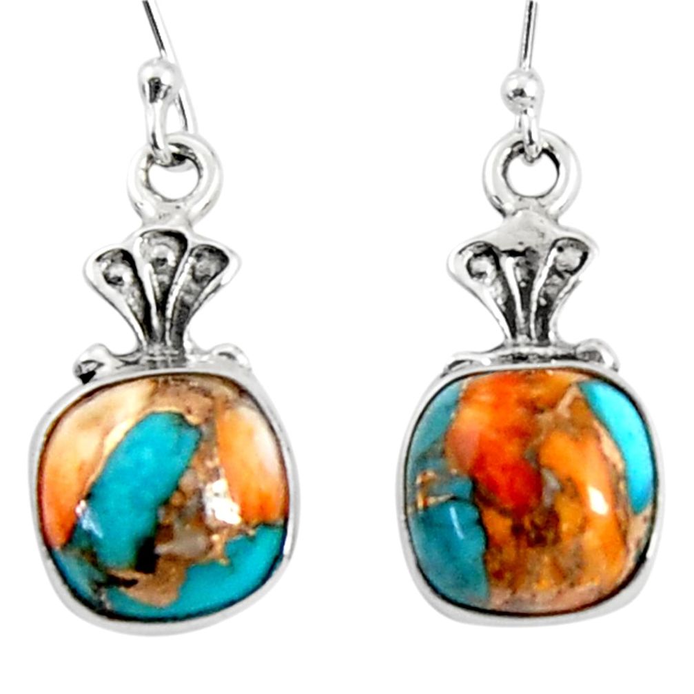 9.29cts spiny oyster arizona turquoise 925 silver dangle earrings r50942