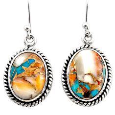 10.31cts spiny oyster arizona turquoise 925 silver dangle earrings t61221