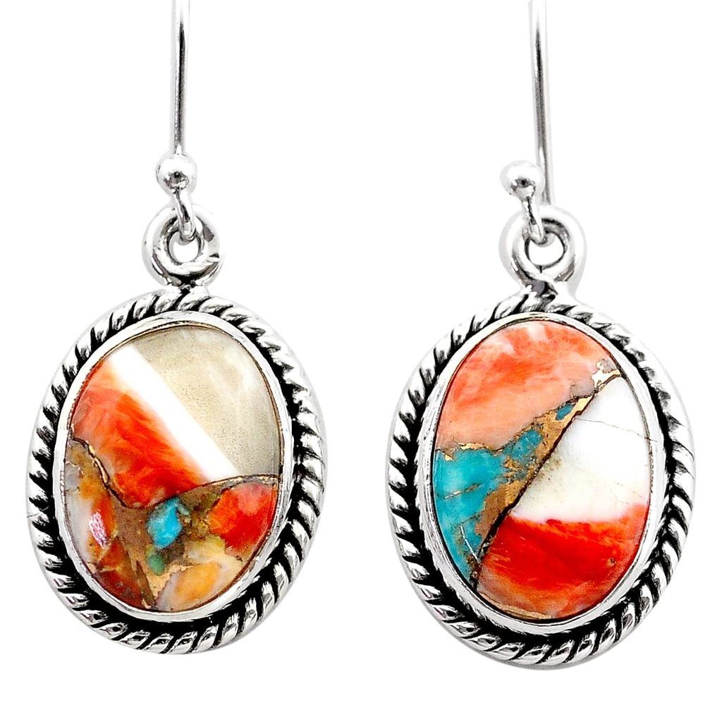 10.31cts spiny oyster arizona turquoise 925 silver dangle earrings t61228