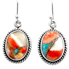 10.31cts spiny oyster arizona turquoise 925 silver dangle earrings t61228