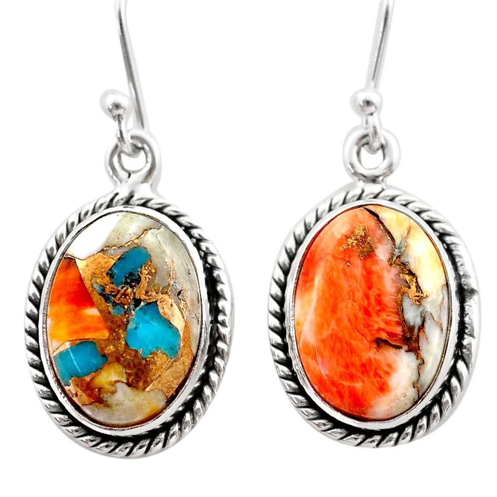 11.64cts spiny oyster arizona turquoise 925 silver dangle earrings t61229