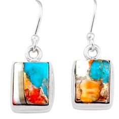 8.04cts spiny oyster arizona turquoise 925 sterling silver dangle earrings u6385