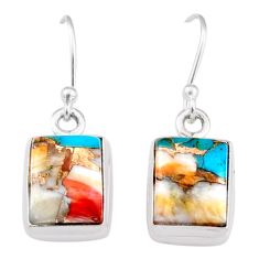 8.68cts spiny oyster arizona turquoise 925 sterling silver dangle earrings u6395