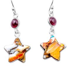 10.00cts spiny oyster arizona turquoise garnet silver star fish earrings u49312