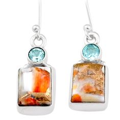 8.69cts spiny oyster arizona turquoise topaz 925 silver dangle earrings u6391