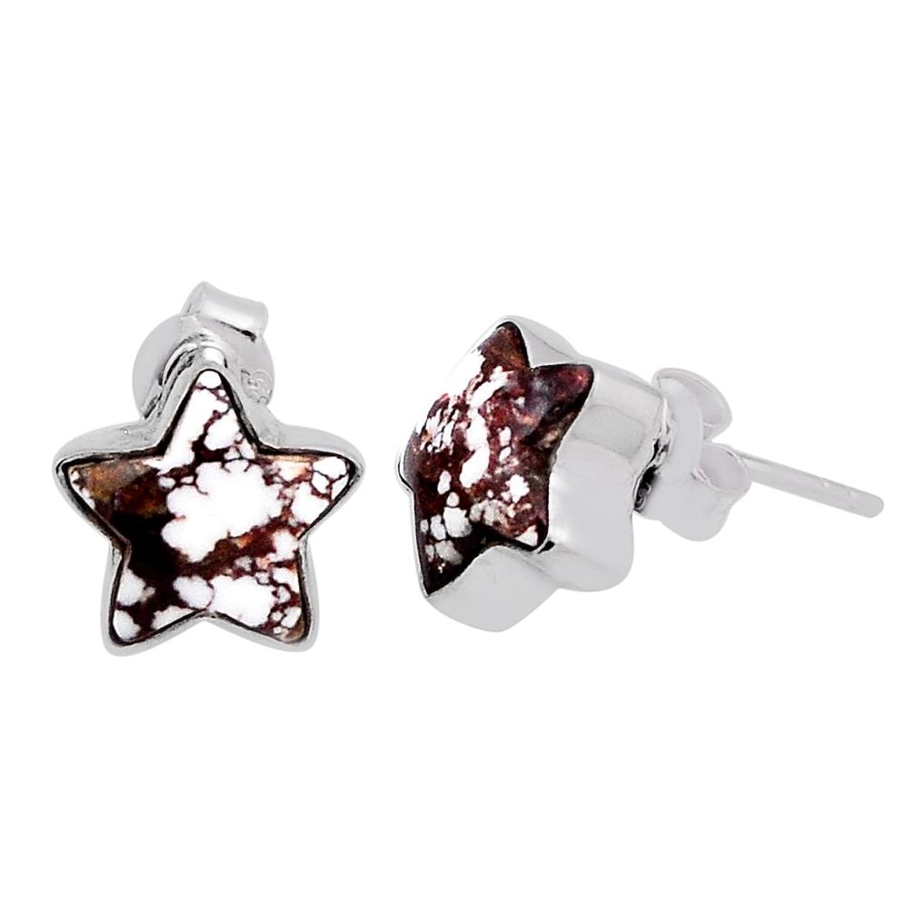 6.19cts star natural bronze wild horse magnesite 925 silver stud earrings n26594