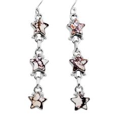 8.65cts star natural white wild horse magnesite silver dangle earrings n37302