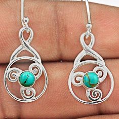 1.30cts triskelion knot arizona mohave turquoise silver dangle earrings t89127