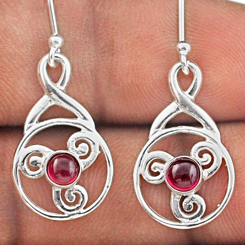1.40cts triskelion knot natural red garnet 925 silver dangle earrings t89136