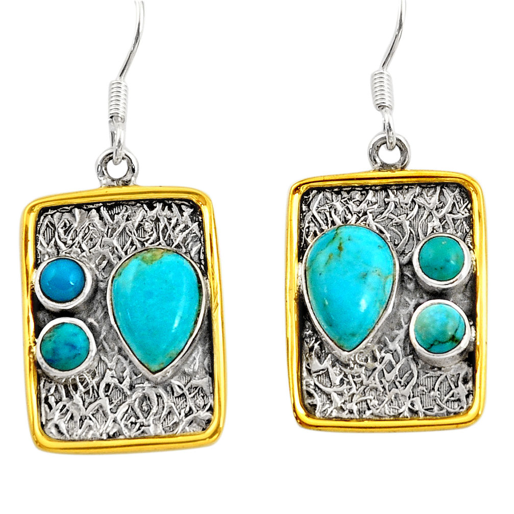 n arizona mohave turquoise 925 silver two tone earrings d39772