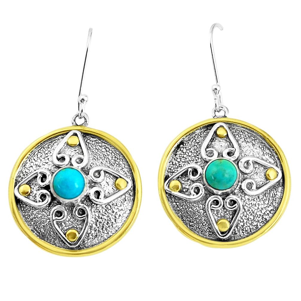n arizona mohave turquoise 925 silver two tone earrings p50214
