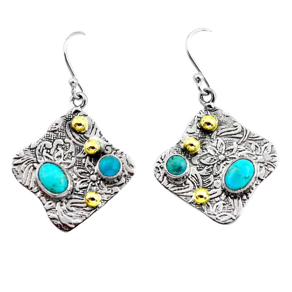 n blue arizona mohave turquoise silver two tone earrings p56191