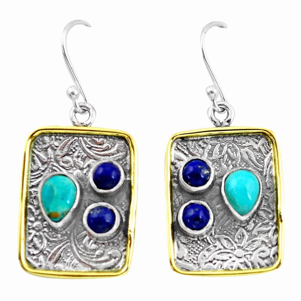 n green arizona mohave turquoise silver two tone earrings p56232